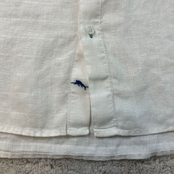 Tommy Bahama Button Up Shirt White Linen Casual Mens 3XL Short Sleeve Hawaiian - Picture 5 of 9